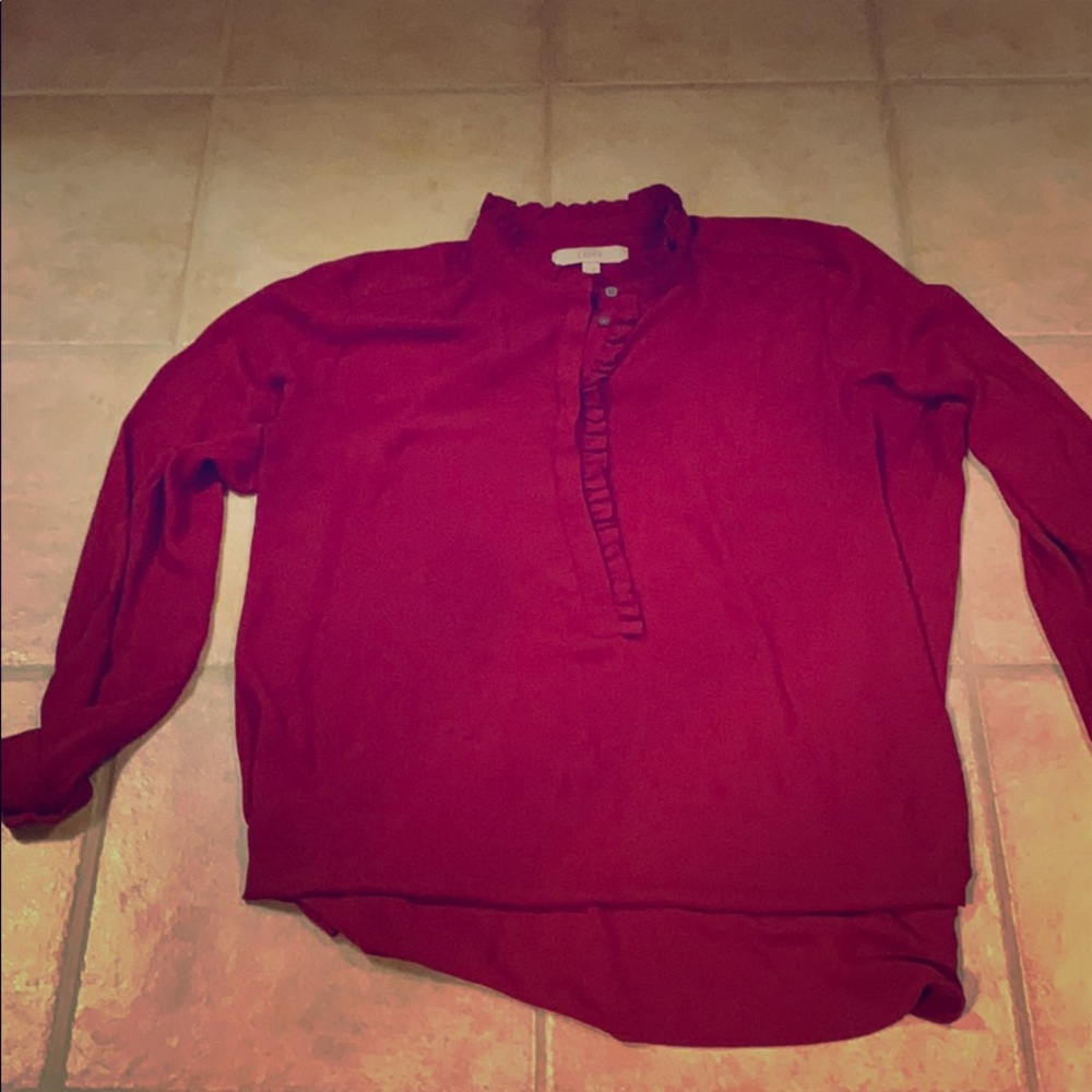 Raspberry ruffle blouse